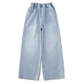 thumbnail image 1 of Girls Pants Casual Pants for Girls Stylish Cute Personality Wide Leg Jeans Elastic Waist Casual Denim with Pockets for Everyday Adventures, 1 of 9