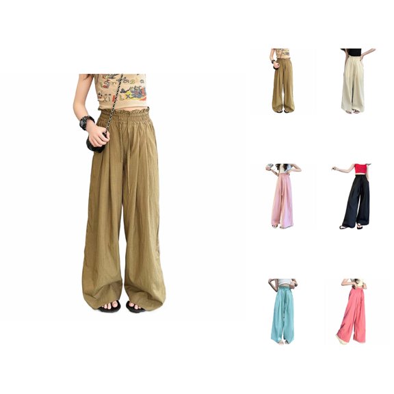 Girls Pants Casual Pants for Girls Summer Lightweight Ice Silk Wide Leg Trousers Casual Breathable Flowy Everyday Wear for Kids Ages 6-15