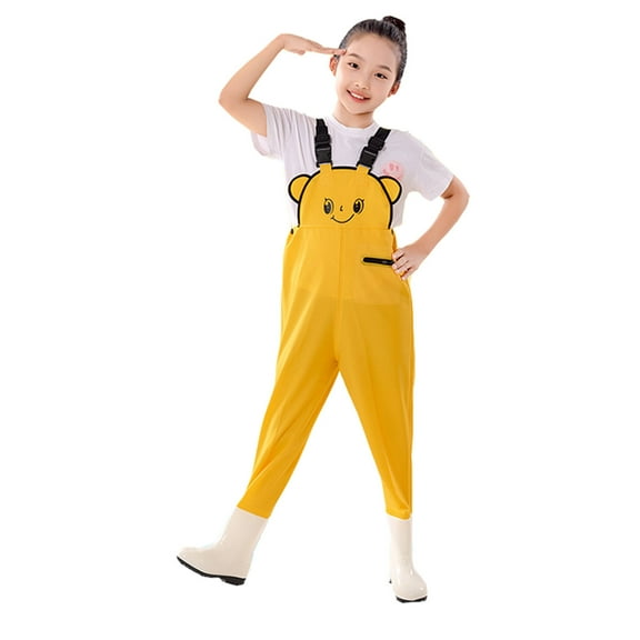 Girls Pants Chest Fishing Waders Pocket Water Proof Boots Activewear