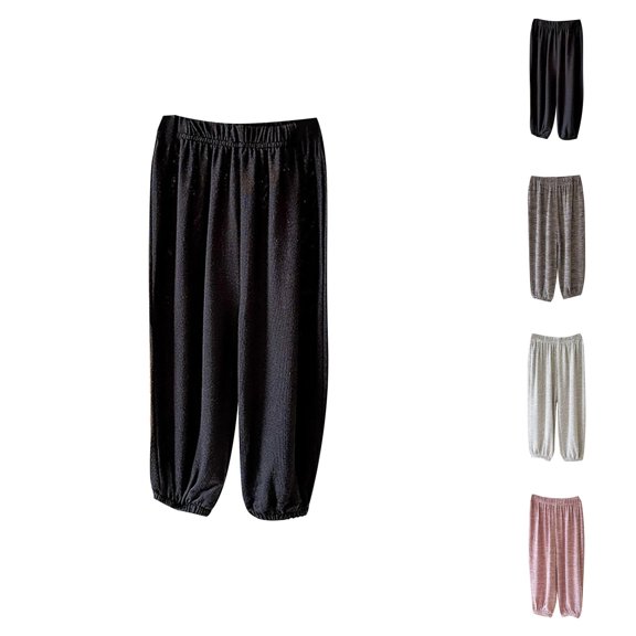 Girls Pants Children Pants Casual Solid Color Harem Style Loose Sports Elastic Waist for Age 3-14 Years