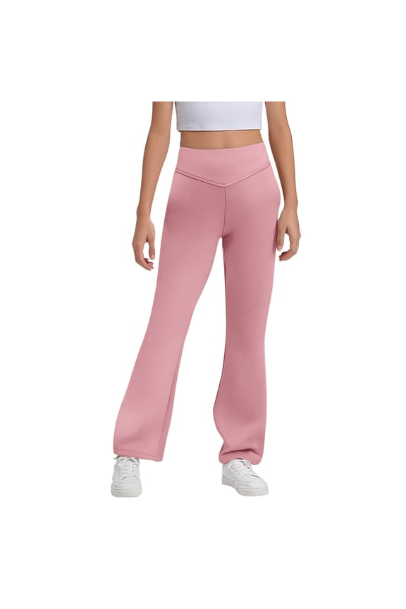 Girls Pants,Dressy Bottom Flare School Uniforms Stretchy Bottoms Pants,Sweatpants,Pink,5-6 Years