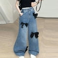 thumbnail image 1 of Girls Pants Cute Personality Wide Leg Jeans Casual Denim Pants with Pockets for Girls Fashion, 1 of 7