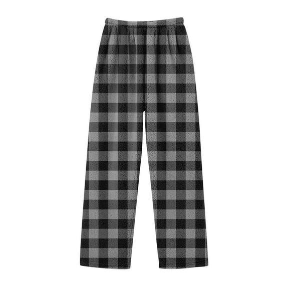 Girls Pants Fashion Plaid Regular Flannel Sleepwear Bottoms Thick Winter Warm Long Sweatpants Kids Trousers Grey 6-7 Years