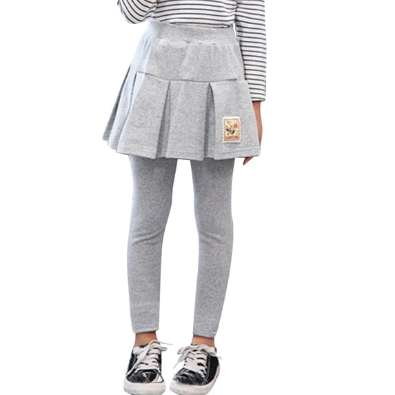 Girls Pants Footless Leggings With Ruffle Skirt Kids Ruffles Pantskirt Clothes Grey 5 Years-6 Years
