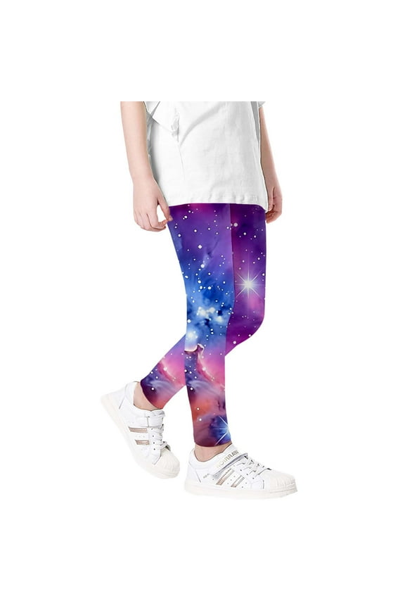 Girls Pants Galaxy Print Athletic Leggings Space Themed Casual Tights Clothes