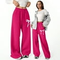 thumbnail image 1 of Girls Pants Girl'S Bowknot Baggy Sweatpants Lightweight Straight Leg Athletic Pants With Pockets Hot Pink 8-9 Years, 1 of 6