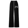thumbnail image 1 of Girls Pants Girls Bow Drawstring Pants Lightweight Straight Leg Athletic Casual Comfortable Soft Joggers for Play and Relaxation Black 8-9 Years, 1 of 4