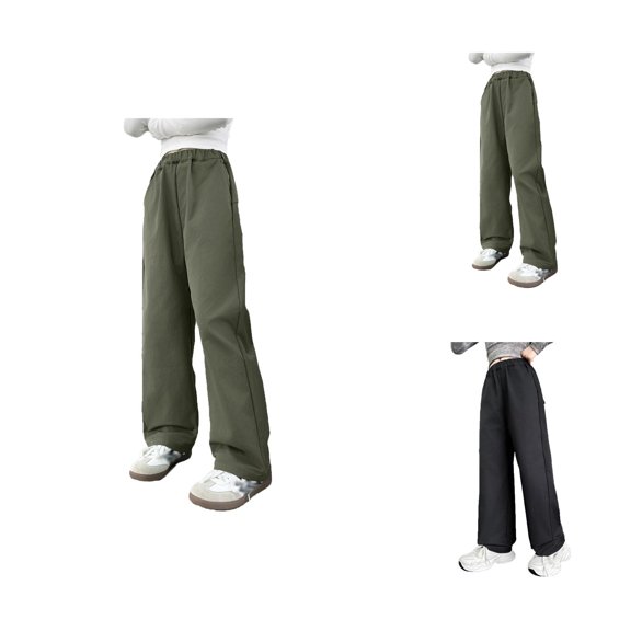 Girls Pants Girls Cargo Pants Wide Leg Joggers for Kids Loose Fit Casual Trousers Multi-Pockets Streetwear Pants for Spring & Fall Season Outfit