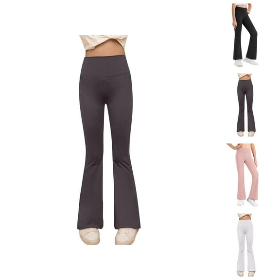Girls Pants Girls' Fashion High Waist Yoga Pants Flared Leggings for Kids Stretchy Soft Comfortable Workout Bottoms Korean Style