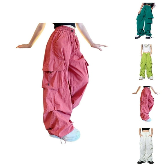 Girls Pants Girls Fashion Stylish Casual High Waisted Drawstring Comfortable Loose Fit Cargo Sweatpants with Pockets for Kids