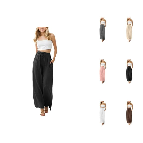 Girls Pants Girls' Fashion Summer Loose Wide Leg Solid Color Flower Beach Pants with Pocket for Girls