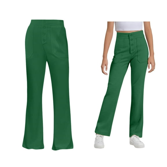 Girls' Pants Girls Green Dress Pants Casual Daily Wear Girls Performance Pants Girls Pants Size 11-12 Years