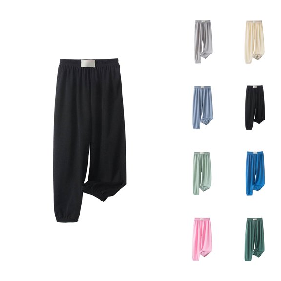 Girls Pants Girls Ice Silk High Waist Casual Pants Flowing Stretchy Summer Trousers for Play and Chill Days