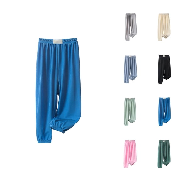 Girls Pants Girls Ice Silk High Waist Casual Pants Flowing Stretchy Summer Trousers for Play and Chill Days