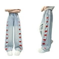thumbnail image 1 of Girls Pants,Girls' Jeans Ripped Baggy Wide Jeans Kids Vintage Denim Trousers Streetwear On Jeans Casual Trousers,Girls Jeans,16 Red,6-7 Years, 1 of 7