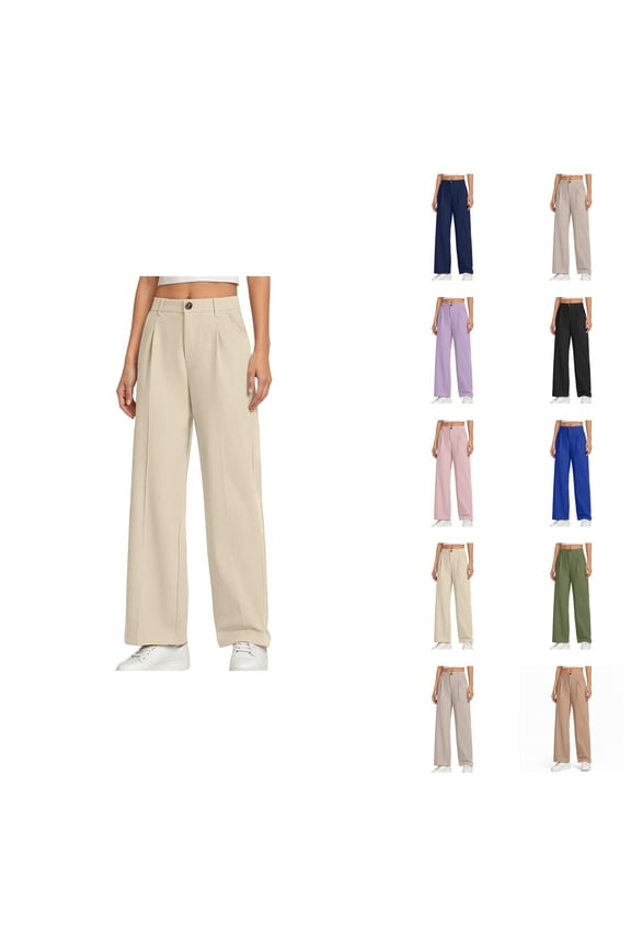 Girls Pants Girls Wide Leg Dress Pants Preppy Style Kids Trousers High Waisted Pull-On Pants for School Uniform & Casual Wear Size 5-14 Years