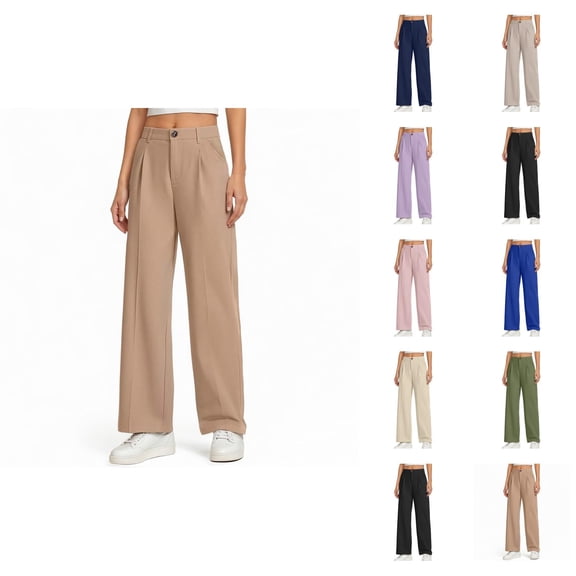 Girls Pants Girls Wide Leg Dress Pants Preppy Style Kids Trousers High Waisted Pull-On Pants for School Uniform & Casual Wear Size 5-14 Years