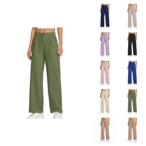 Girls Pants Girls Wide Leg Dress Pants Preppy Style Kids Trousers High Waisted Pull-On Pants for School Uniform & Casual Wear Size 5-14 Years