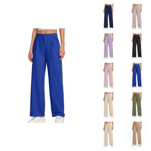 Girls Pants Girls Wide Leg Dress Pants Preppy Style Kids Trousers High Waisted Pull-On Pants for School Uniform & Casual Wear Size 5-14 Years