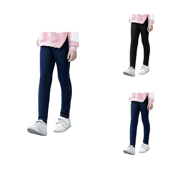 Girls Pants Girls Winter Lined Jeans Skinny Fit Thermal Denim Pants Warm Thickened Stretch Trousers for Toddler & Big Kids Cold Weather Wear