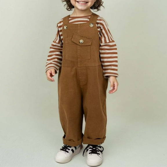 Girls Pants Kids Bib Autumn Wash Woven Bib Men Women Trousers