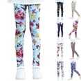 thumbnail image 1 of Girls Pants Kids Girls Ankle Length Printed Flower Classic Stretch Leggings Dark Blue 2-3 Years, 1 of 5
