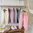 thumbnail image 1 of Girls Pants Kids Soft Casual Straight Leg Athletic Sweatpants Drawstring Pockets Yellow 4-5 Years, 1 of 4