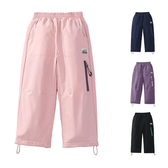 Girls' Pants Kids Soft Outer Pants Windproof Lined Winter Snow for Girls Outdoor Sports Travel Casual Trousers Pink 10-11 Years