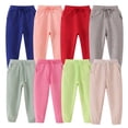 thumbnail image 1 of Girls Pants Kids Solid Color Sweatpants Elastic Sport Casual Long Pants Pink 2-3 Years, 1 of 7