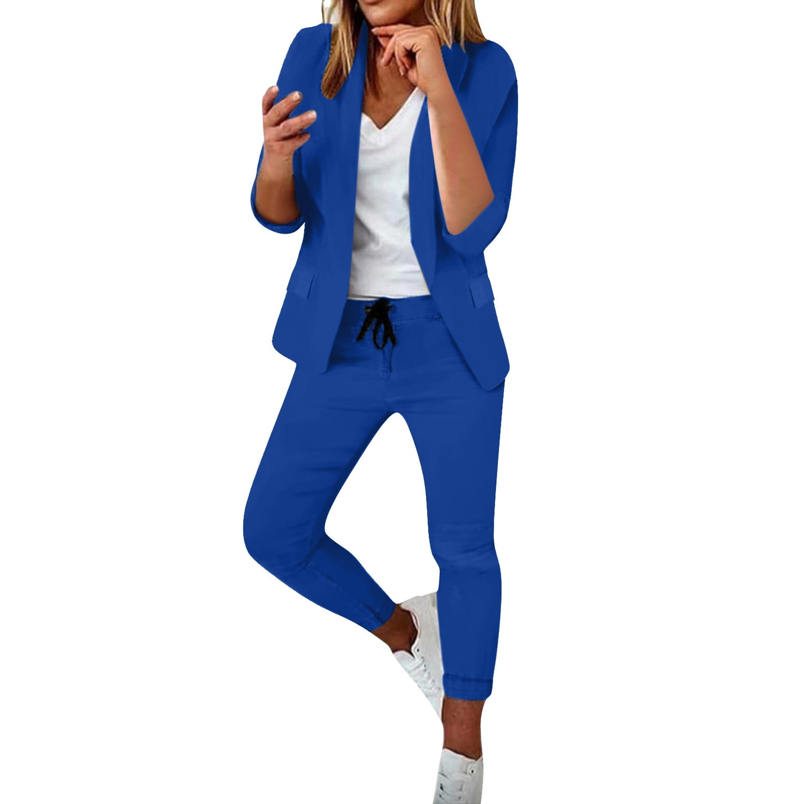 Girls Pants Set Office Suit Suit 2 Piece Suit Plain Two Piece Slim Fit Sporty Suit Trousers Set
