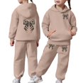 thumbnail image 1 of Girls Pants Sets Bow Print Design Pullover Hoodie Jogger Outfits Clothes, 1 of 7