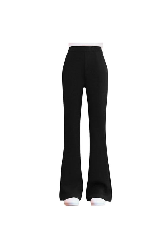 Girls Pants Size 10-12 Fashion Loose High Waisted Casual Flare Yoga Trousers with Pockets Teen Clothes Girls