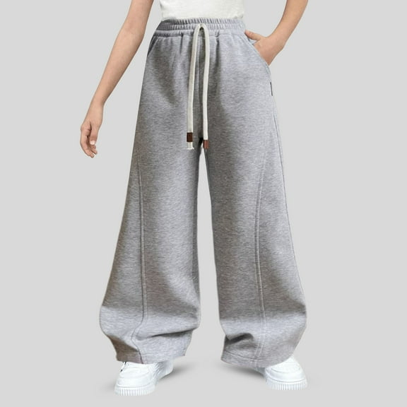 Girls Pants Size 10-12 Stretchy Girls Sweatpants Solid Color Stretch Waist Joggers Casual Athletic Workout Sweat Pants with Pocket Drawstring