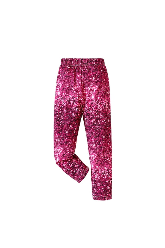 Girls Pants Size 8Girls' Spring and Autumn Patterned Elastic Leggings Casual Pants Hot Pink, 90