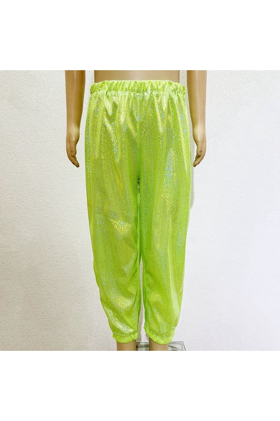 Girls Pants Sparkly Metallic Harem Dance Modern Hip Hop Dancewear Bottoms