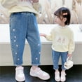 thumbnail image 1 of Girls' Pants Spring Fall 2024 Children's Pants Spring Baby Jeans Medium Children Embroidered Stretch Pants Girl Clothes Size 5-6 Years, 1 of 8