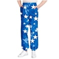 thumbnail image 1 of Girls' Pants Striped/Plaid/Stars Printed Trendy Sweatpants Cinch Bottom Elastic Waisted Casual Jogger Pants (13-14 Years, Blue|Stars), 1 of 6