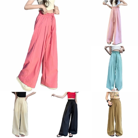 Girls Pants Summer Lightweight Ice Silk Wide Leg Pants Casual Loose Fit Breathable Proof Flowy Trousers for Everyday Wear Inspirational Leggings Leggings Denim Girls Baby Girl Pants 12-18 Months Baby