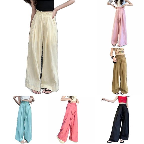 Girls Pants Summer Lightweight Ice Silk Wide Leg Pants Casual Loose Fit Breathable Proof Flowy Trousers for Everyday Wear Inspirational Leggings Leggings Denim Girls Baby Girl Pants 12-18 Months Baby