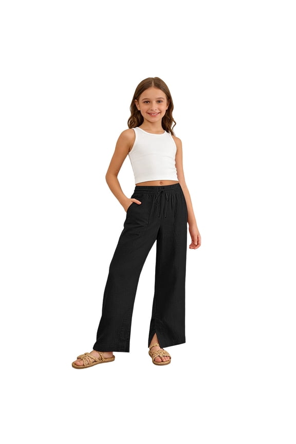 Girls Pants Surf Style Boys Solid Elastic Waist Swim Trunks Lightweight Plain Swim Bottoms for Kids Recreational Swimming and Water Park Visits Black 110