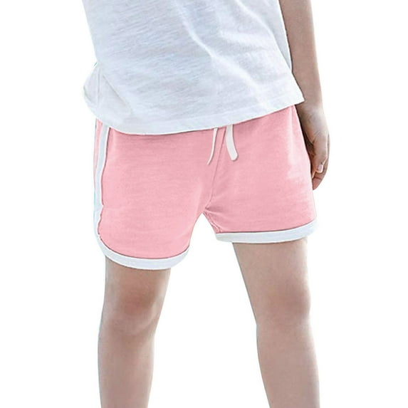 Girls' Pants Teen Boys Girls Casual Solid Shorts Summer Holiday Beach Pants Child Sport Shorts Athletic Shorts for Girl(Color:Pink,Size:12-13 Years)