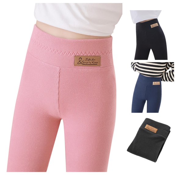 Girls Pants for Toddlers and Kids - Warm Ribbed Ankle Leggings for Winter Full Length Stretchy Basic Panty Style for Baby Girls and Children Size 6-7 Years