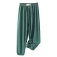 thumbnail image 1 of Girls Pants,Trousers Girls Ice Silk Pants Elastic High Waisted Casual Flowy Stretchy Summer Bottoms Pants for Kids,Sweatpants,Dark Green,18-24 Months, 1 of 3