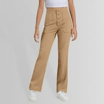 Girls Pants Tween Girls Straight Pants School Unifor M Stretchy Leggings Size 5 14 Years Khaki 5-6 Years