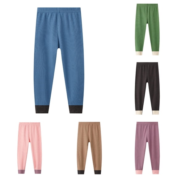 Girls Pants Unisex Winter Warm Solid Jogger for Kids – Cozy Ribbed Sweatpants for and Everyday Wear Size 2-3 Years
