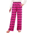 thumbnail image 1 of Girls Pants Valentine's Day Heart Graphic Wide Leg Trousers Loungewear Elatic Waisted Causal Pant with Pockets Size 4-16, 1 of 6