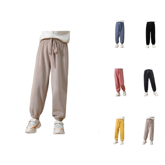 Girls Pants Winter Girls Lined Pants Thickened Warm Loose Fit Trousers Wide Leg Casual Outfit for Toddler Kids Lined Bottoms