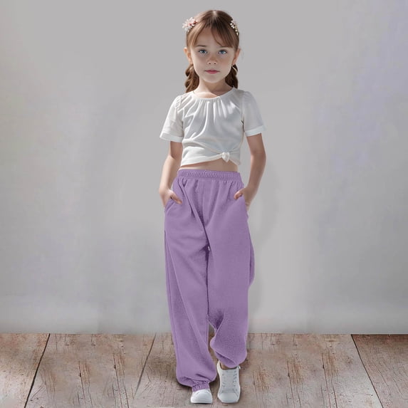 Girls Pants for Kids Casual Solid Color Sweatpants Category Title