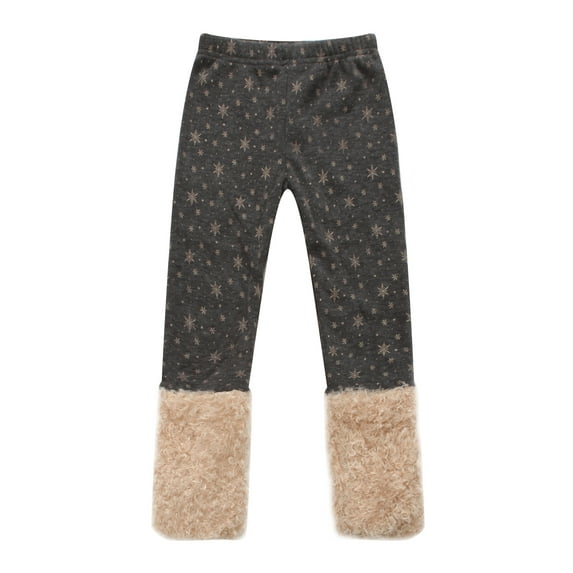 Girls' Pants with Snowflakes and Fluffy Cuffs RH0886