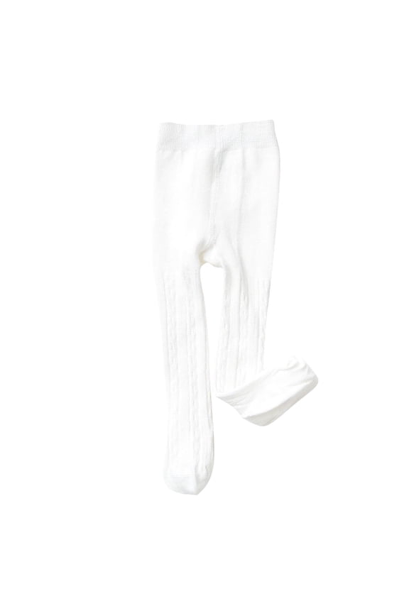 Girls Pantyhose Cable Knit Winter Child Cozy Slim Fit Tight Kids Seamless Stretchy Stockings(XS 6-12 Months,White)